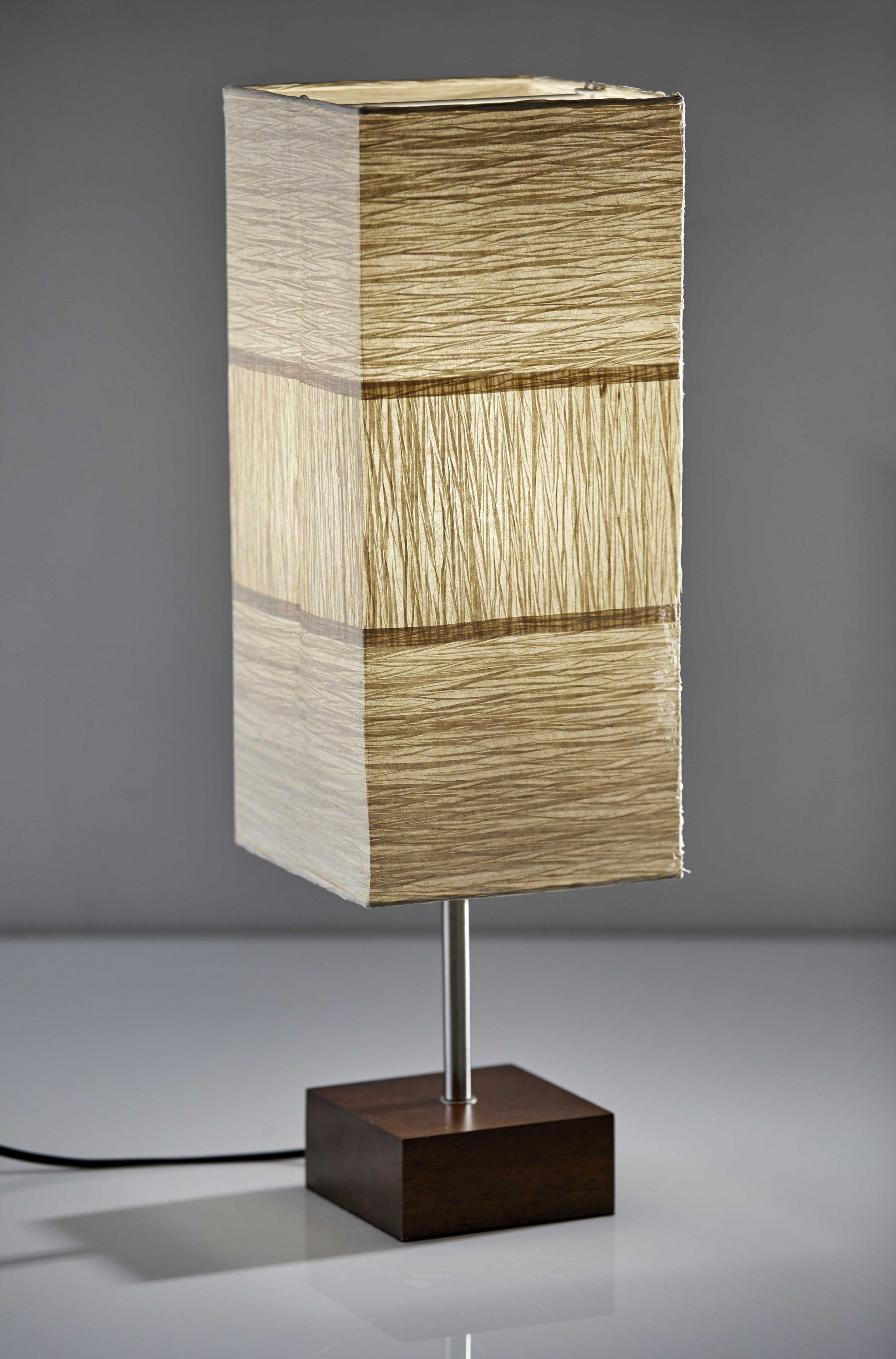8" X 8" X 26" Natural Wood Metal Table Lamp