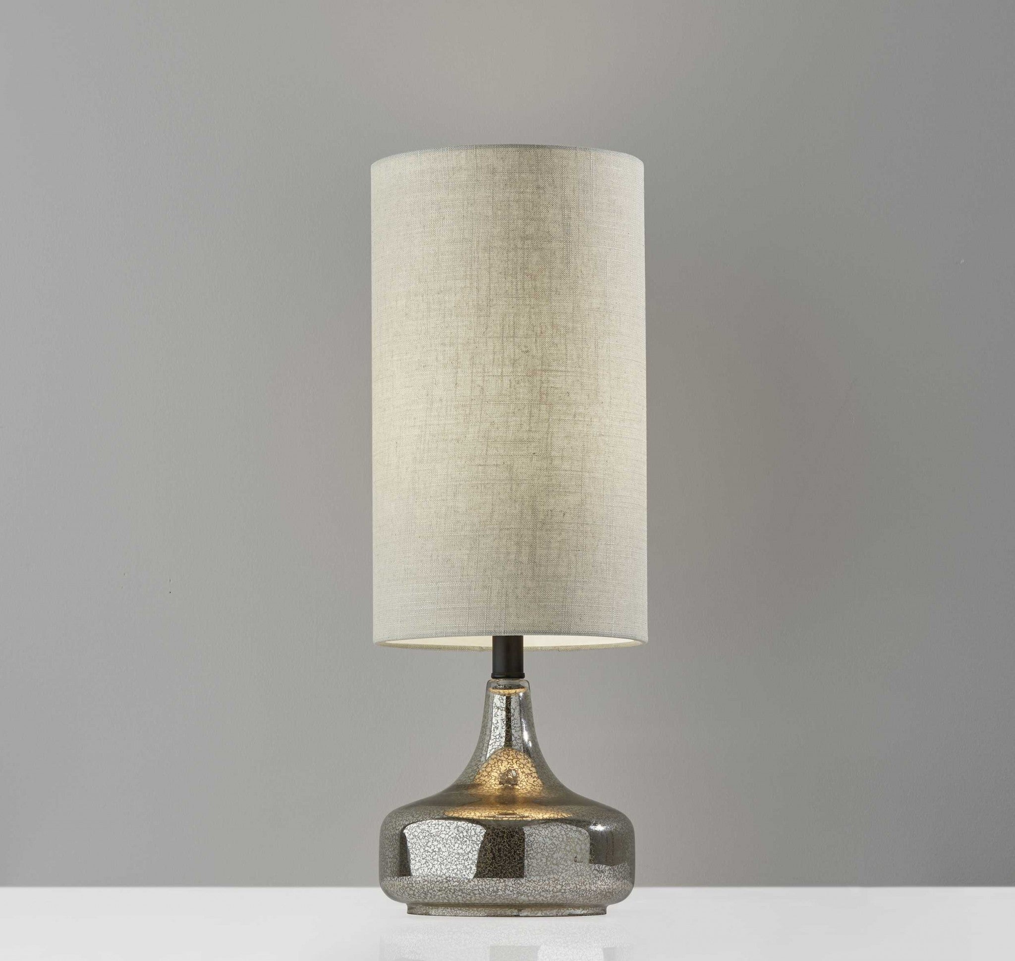 8.5" X 8.5" X 23.75" Black Metal Glass Table Lamp