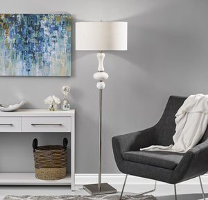 19" X 19" X 65.5" Brushed steel Metal  Floor Lamp