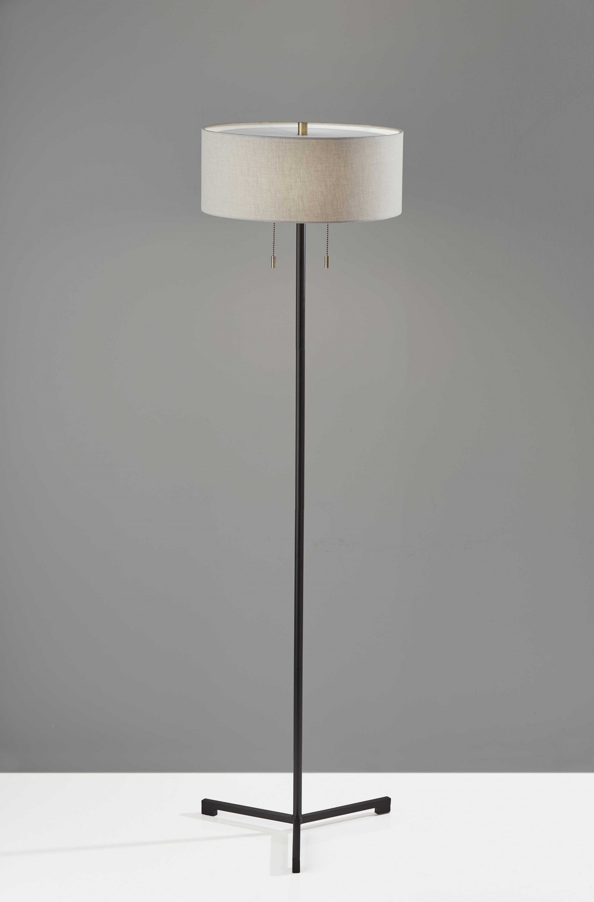16" X 16" X 60" Black Metal Floor Lamp