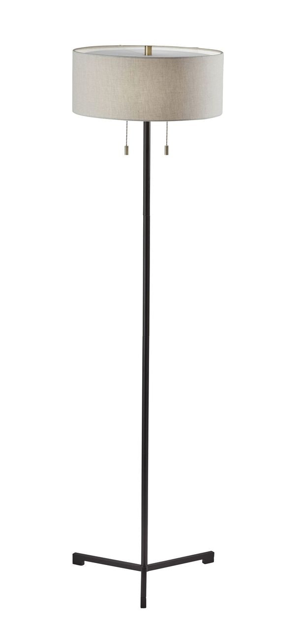 16" X 16" X 60" Black Metal Floor Lamp