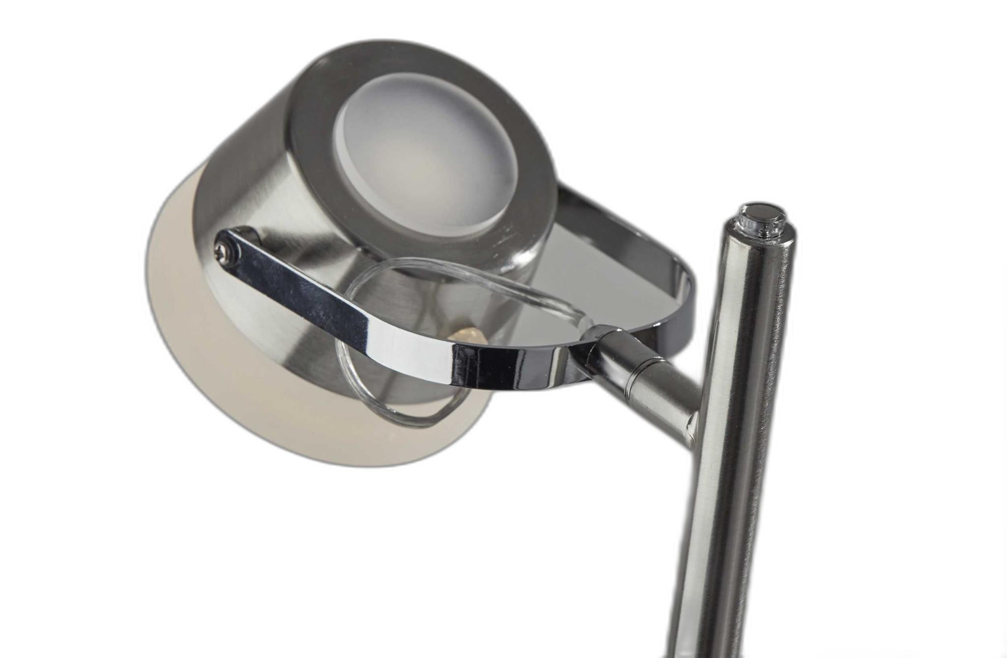 Hollywood Spotlight Brushed Steel Metal LED Table Lamp