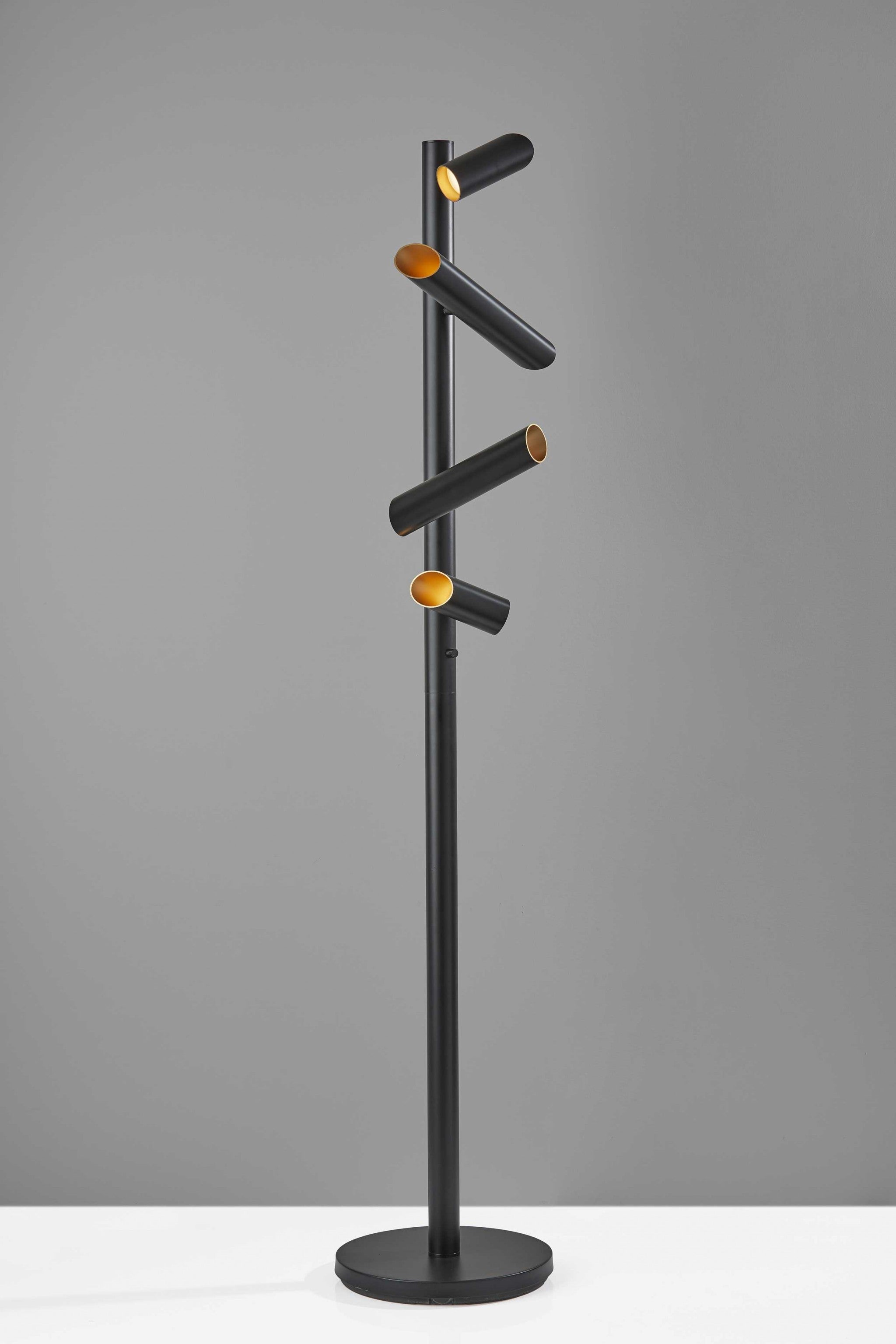 14" X 14" X 72" Black Metal LED Floor Lamp