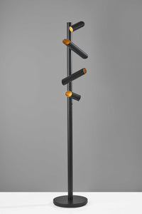 14" X 14" X 72" Black Metal LED Floor Lamp