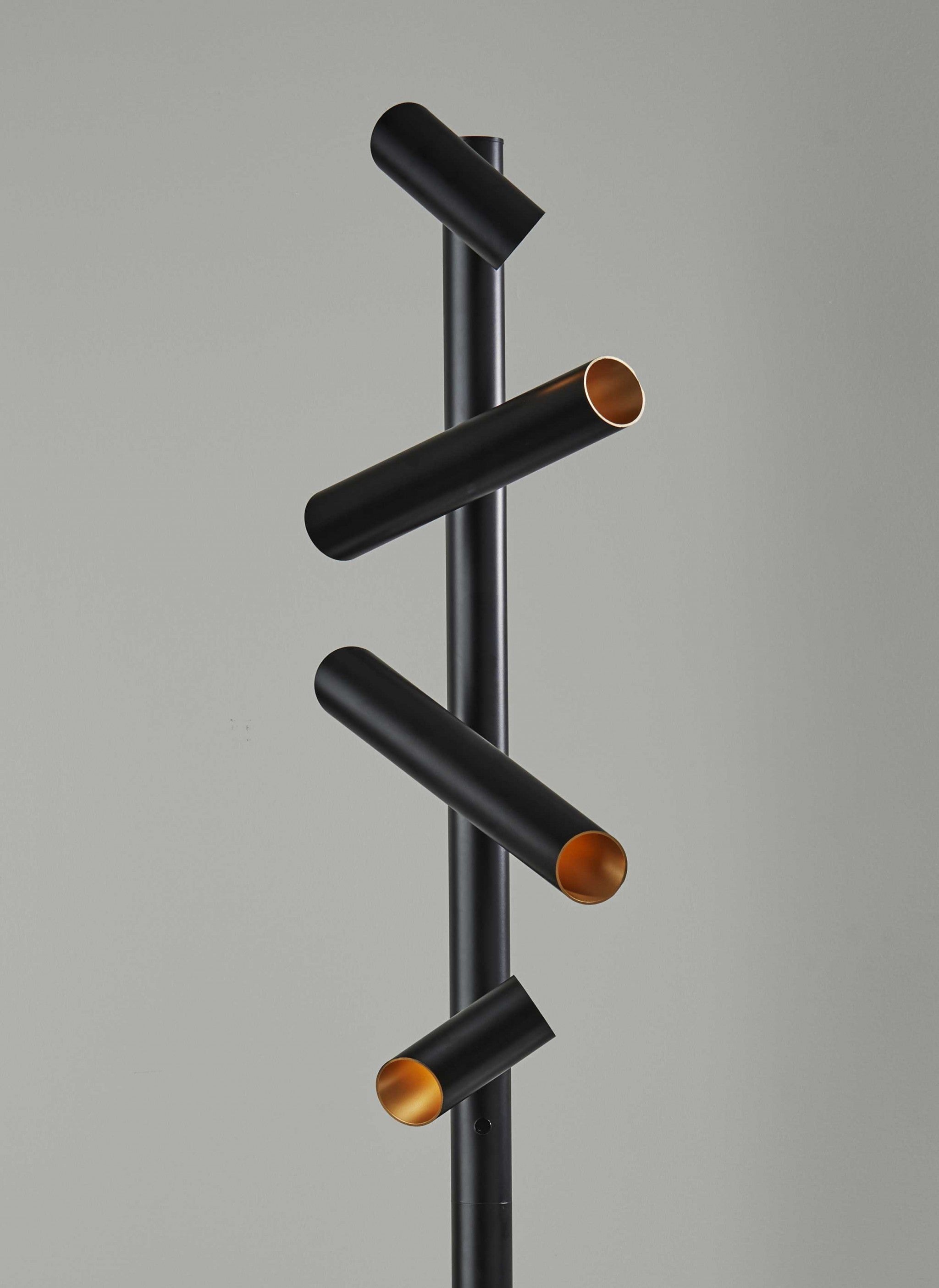 14" X 14" X 72" Black Metal LED Floor Lamp