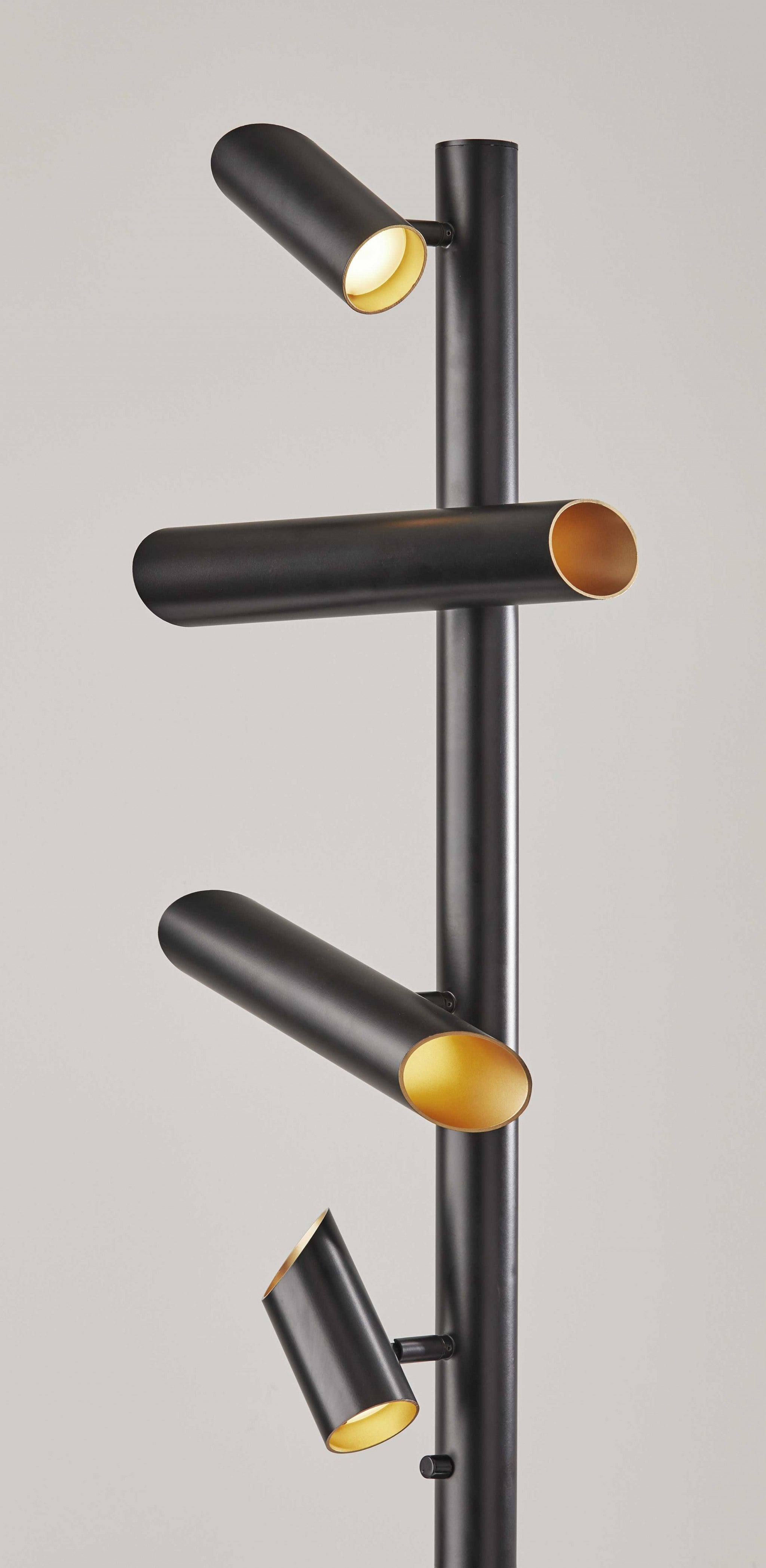 14" X 14" X 72" Black Metal LED Floor Lamp