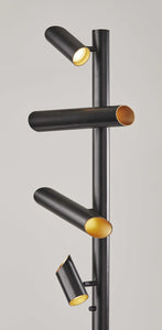 14" X 14" X 72" Black Metal LED Floor Lamp