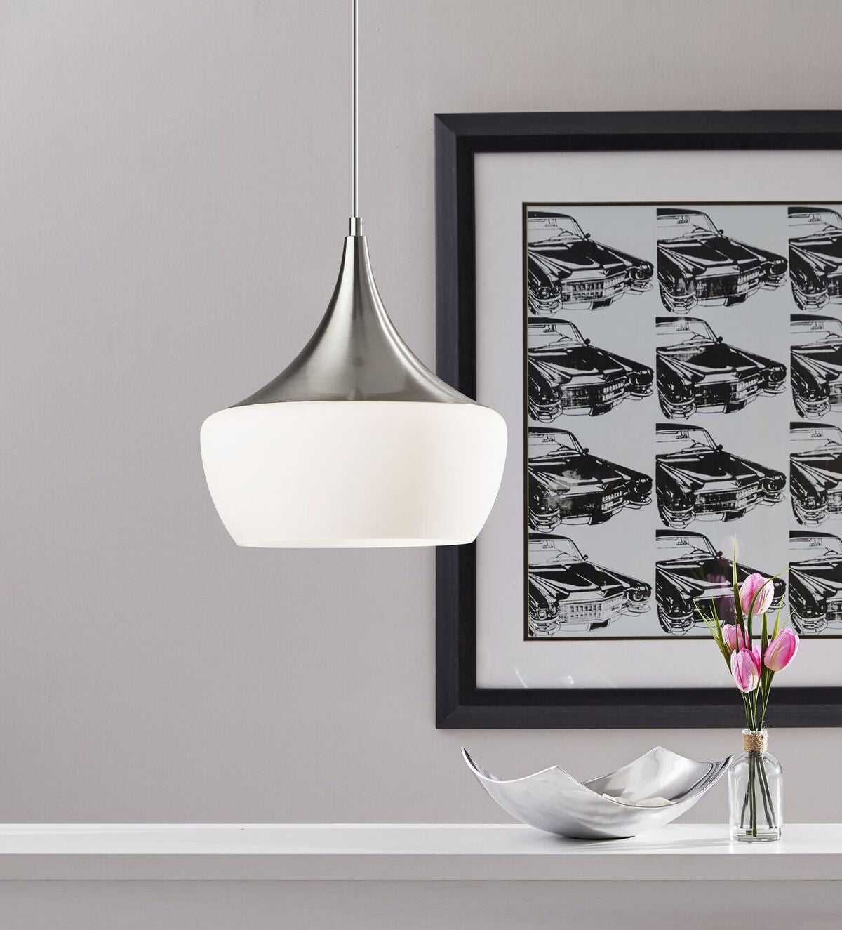 Gnome Smoked Glass Black Metal Pendant Lamp