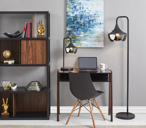 12" X 18" X 63.5" Black Metal Floor Lamp