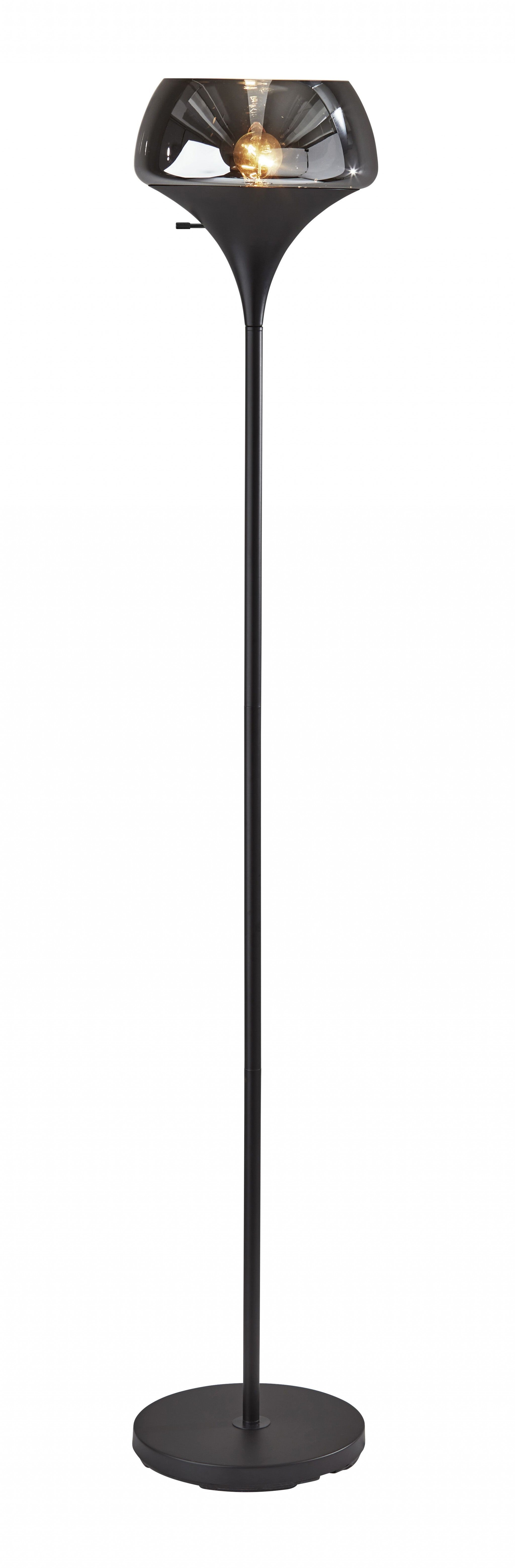 12" X 12" X 69.5" Black Metal Torchiere