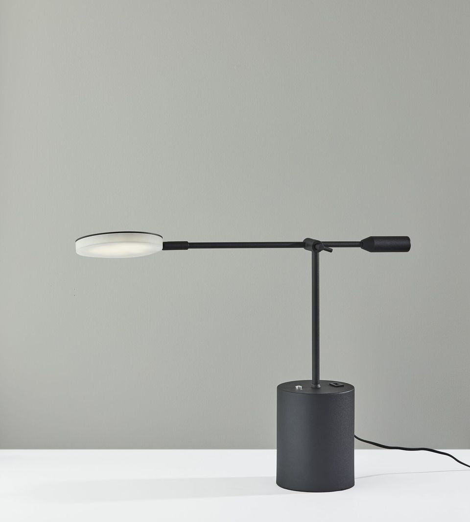 28"  X 6" X 45.5-64" Black Metal LED Floor Lamp