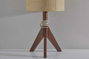 13" X 13" X 23.5" Walnut Wood Table Lamp