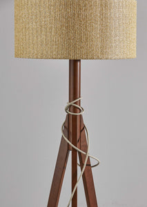 18.5" X 18.5" X 59" Walnut Wood Floor Lamp