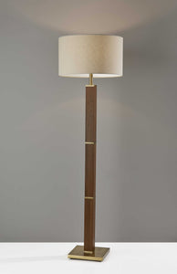 18" X 18" X 61.5" Antique Brass  Wood Floor Lamp