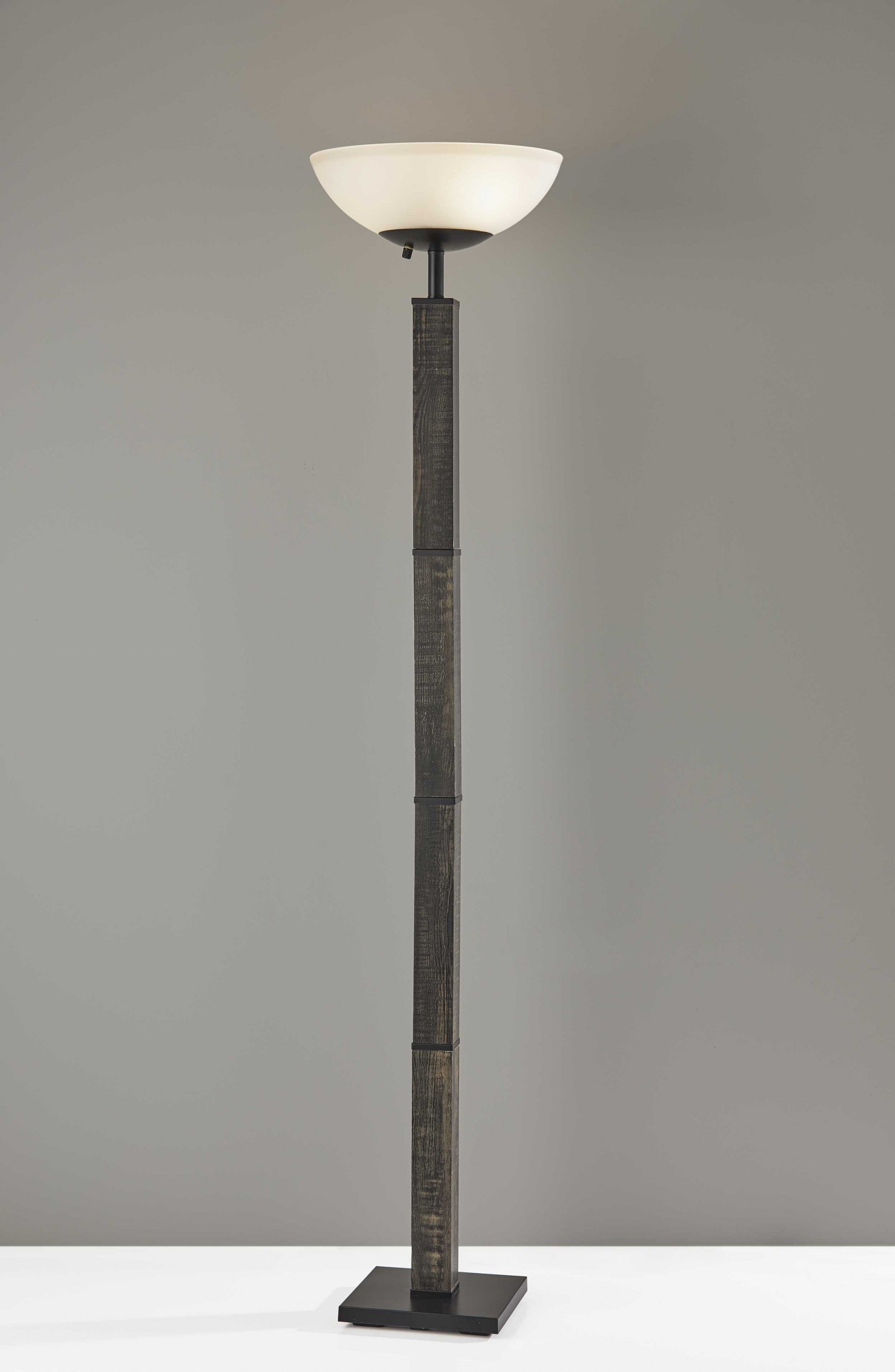16" X 16" X 72.5" Black Wood 300 Watt Torchiere