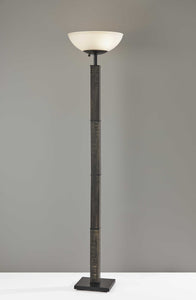 16" X 16" X 72.5" Black Wood 300 Watt Torchiere