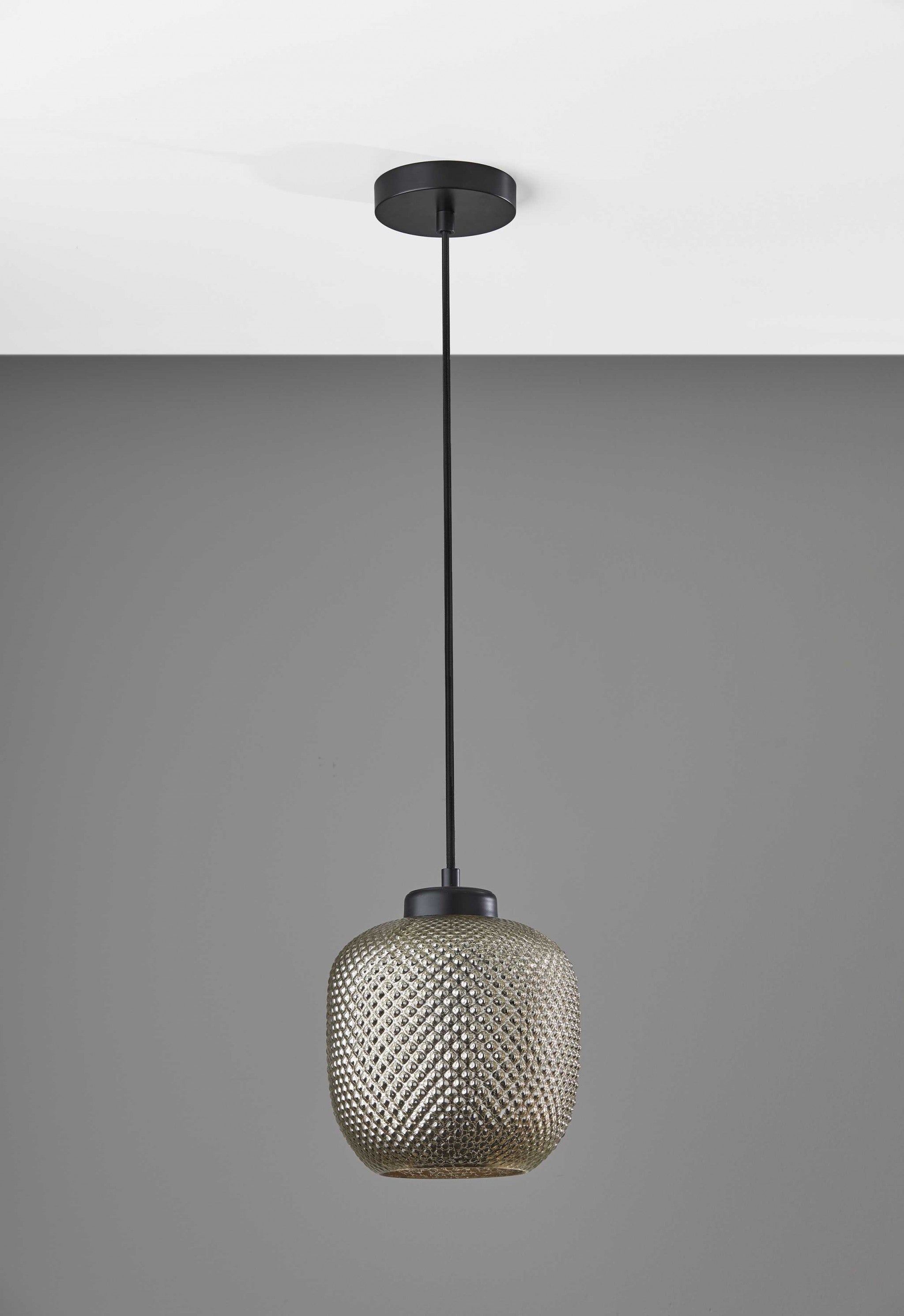 8.625" X 8.625" X 10.5" Bronze Glass Metal Pendant