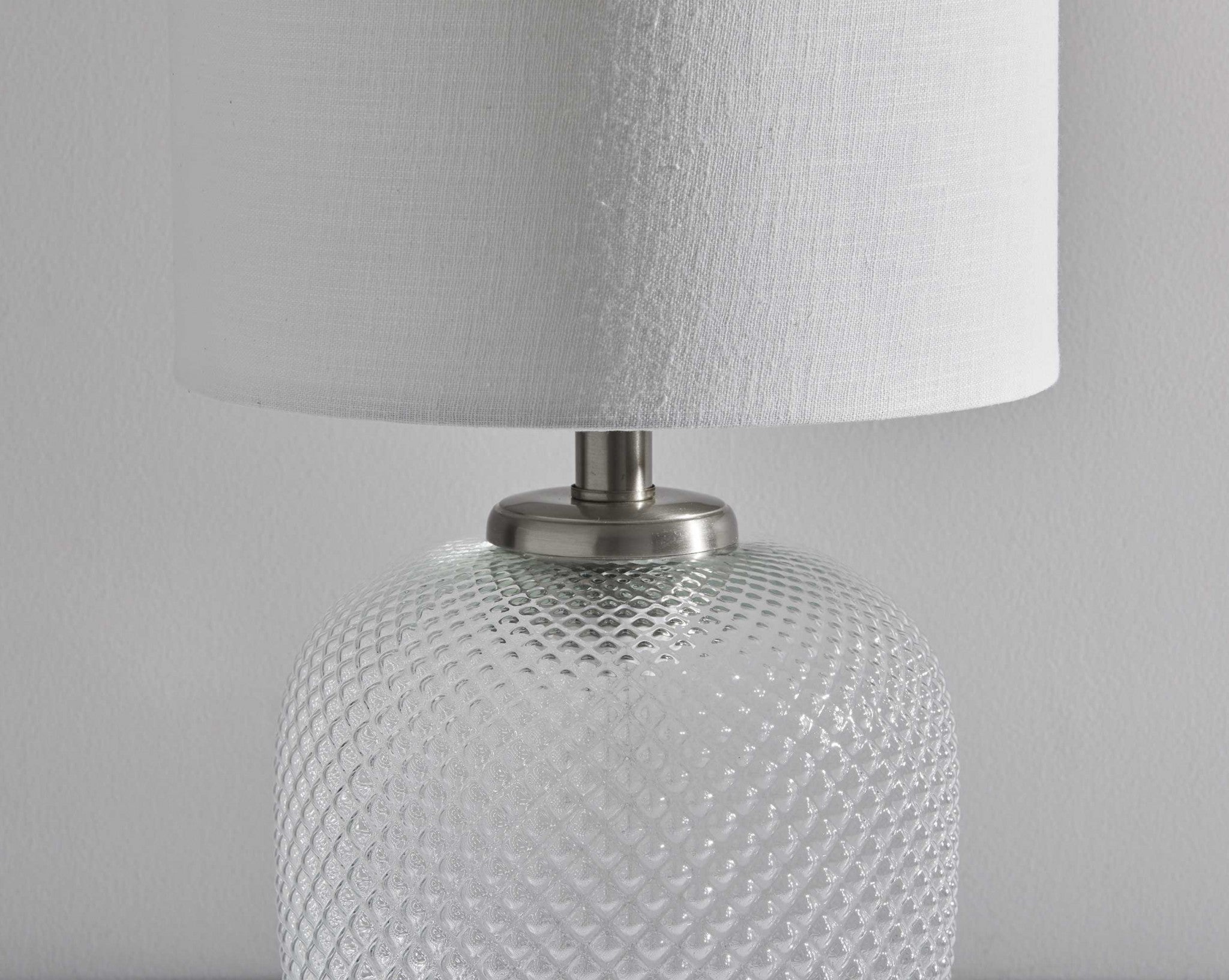 11" X 11" X 21.25" Brushed steel Metal Table Lamp with Night Light