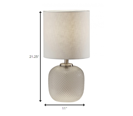 Brushed Steel Metal Dotty Table Lamp with Night Light