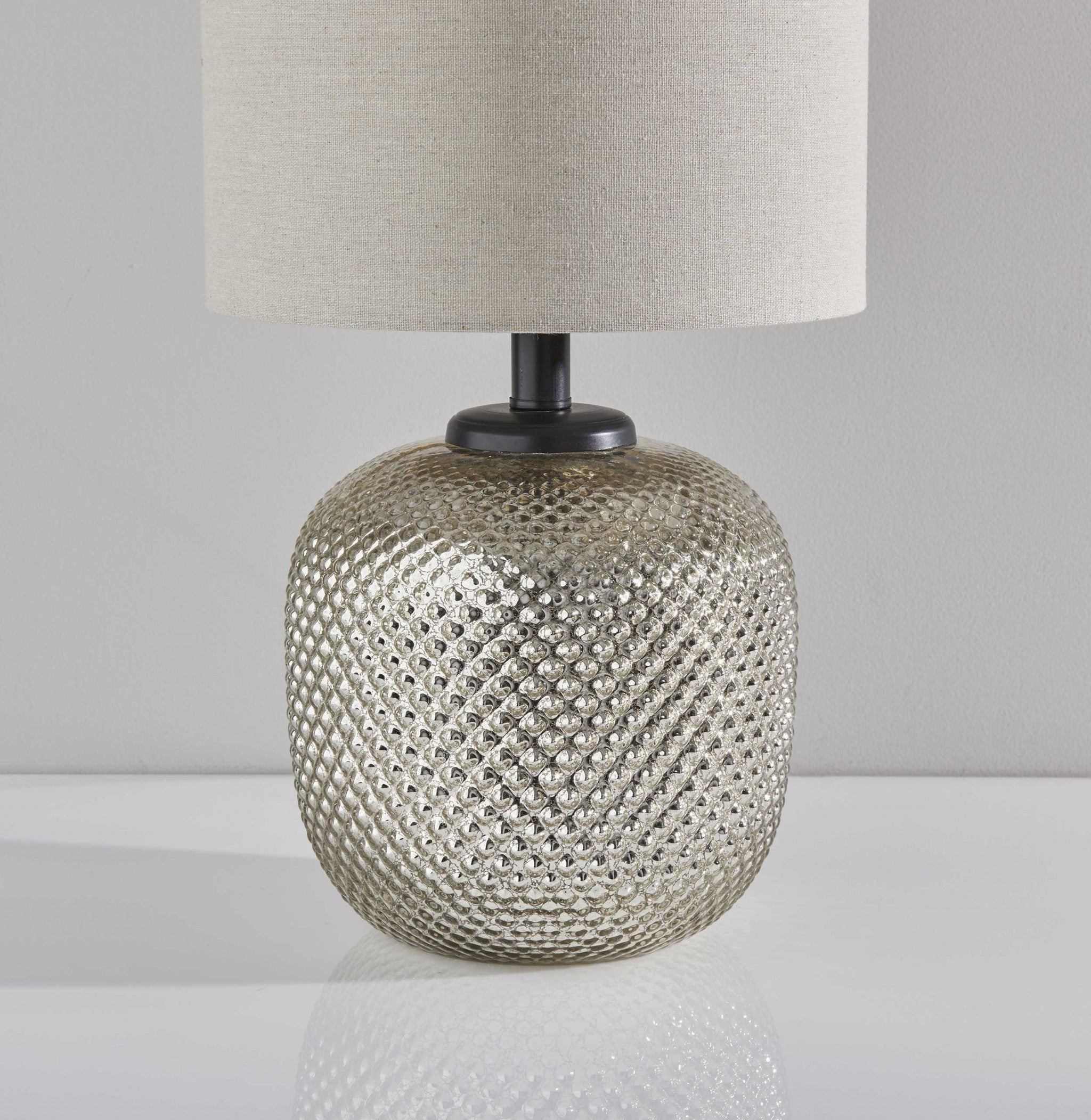 Brushed Steel Metal Dotty Table Lamp with Night Light