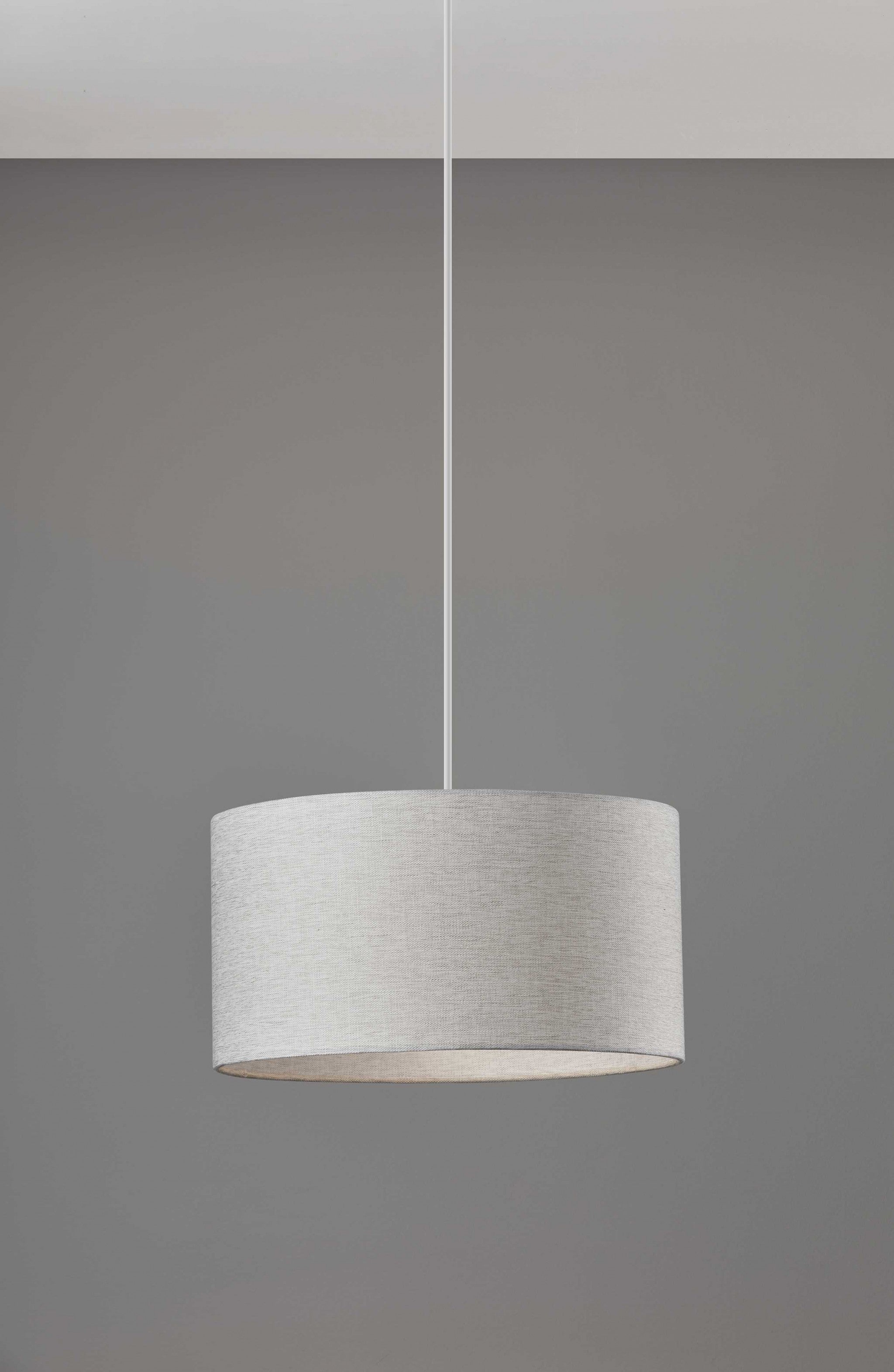 15" X 15" X 8" White Shade Drum Pendant