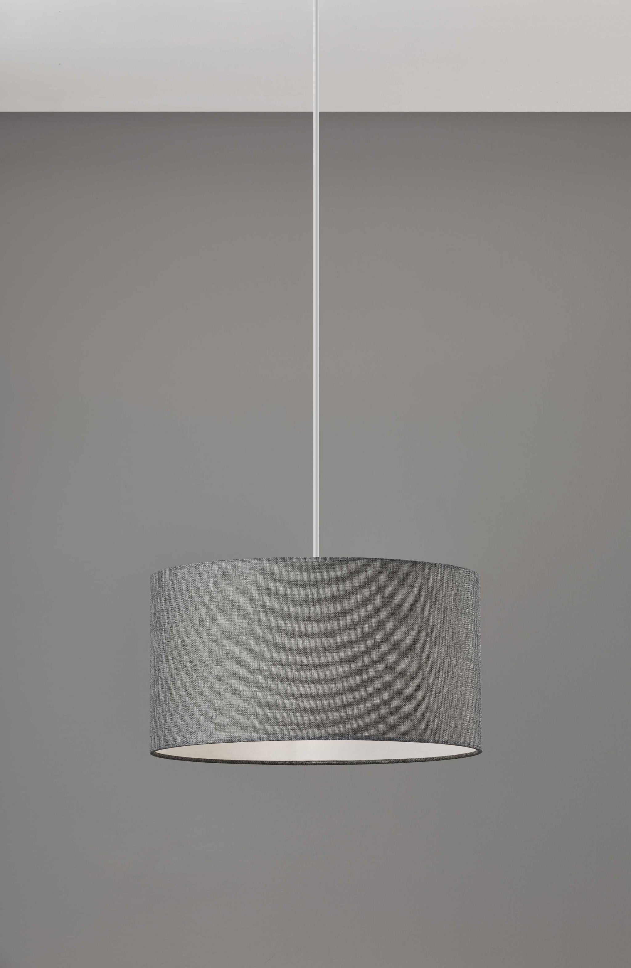 15" X 15" X 8" Grey Shade Drum Pendant