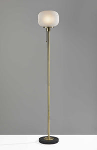 10" X 10" X 65" Antique Brass  Glass Metal Floor Lamp