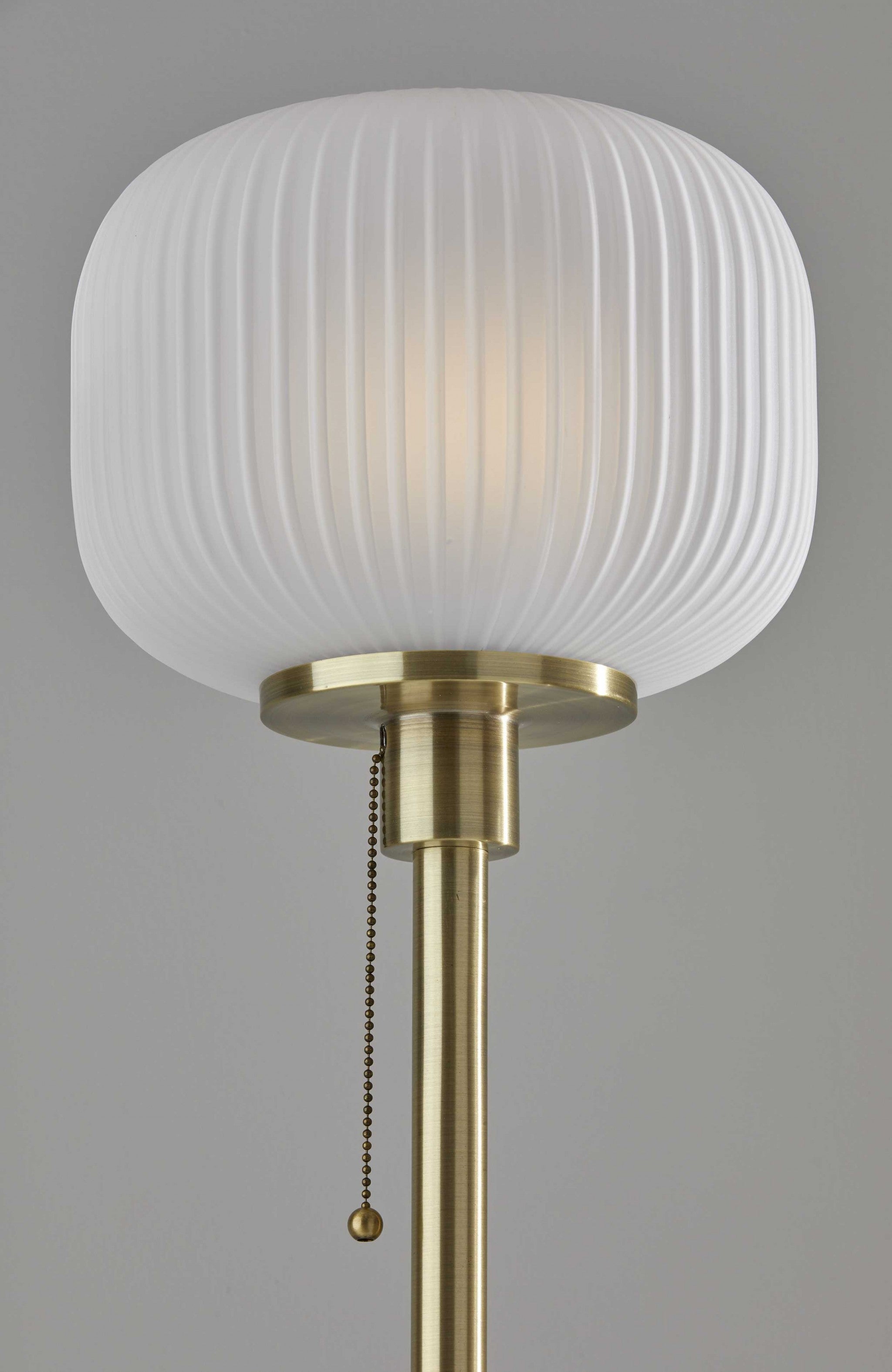10" X 10" X 65" Antique Brass  Glass Metal Floor Lamp