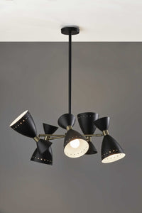 34"  X 34"  X 36.25" Black Metal 5-Head Pendant