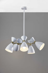 34"  X 34"  X 36.25" White Metal 5-Head Pendant