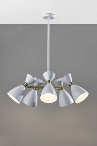 34"  X 34"  X 36.25" White Metal 5-Head Pendant