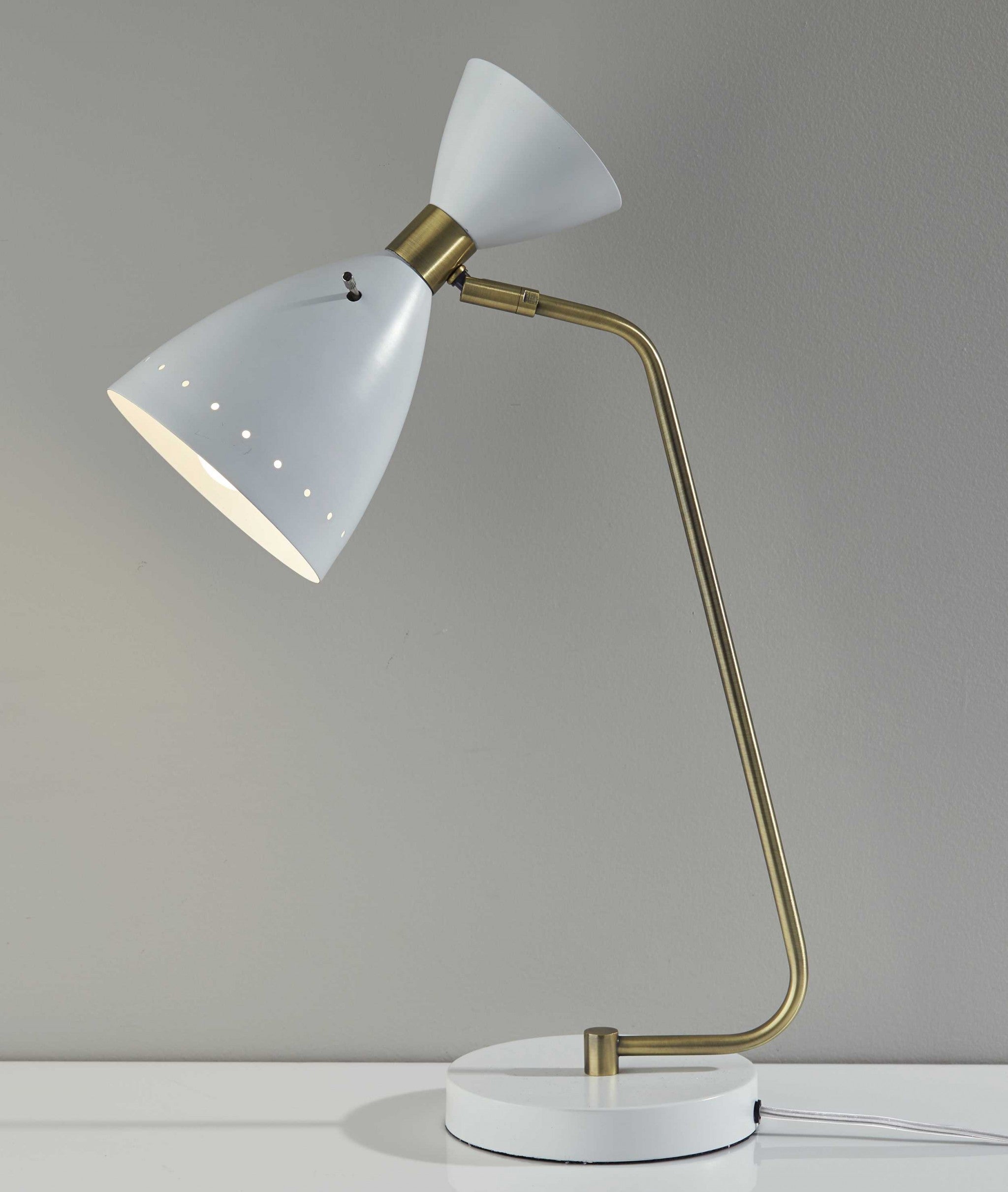 7" X 14"  X 24.5"  White Metal Desk Lamp