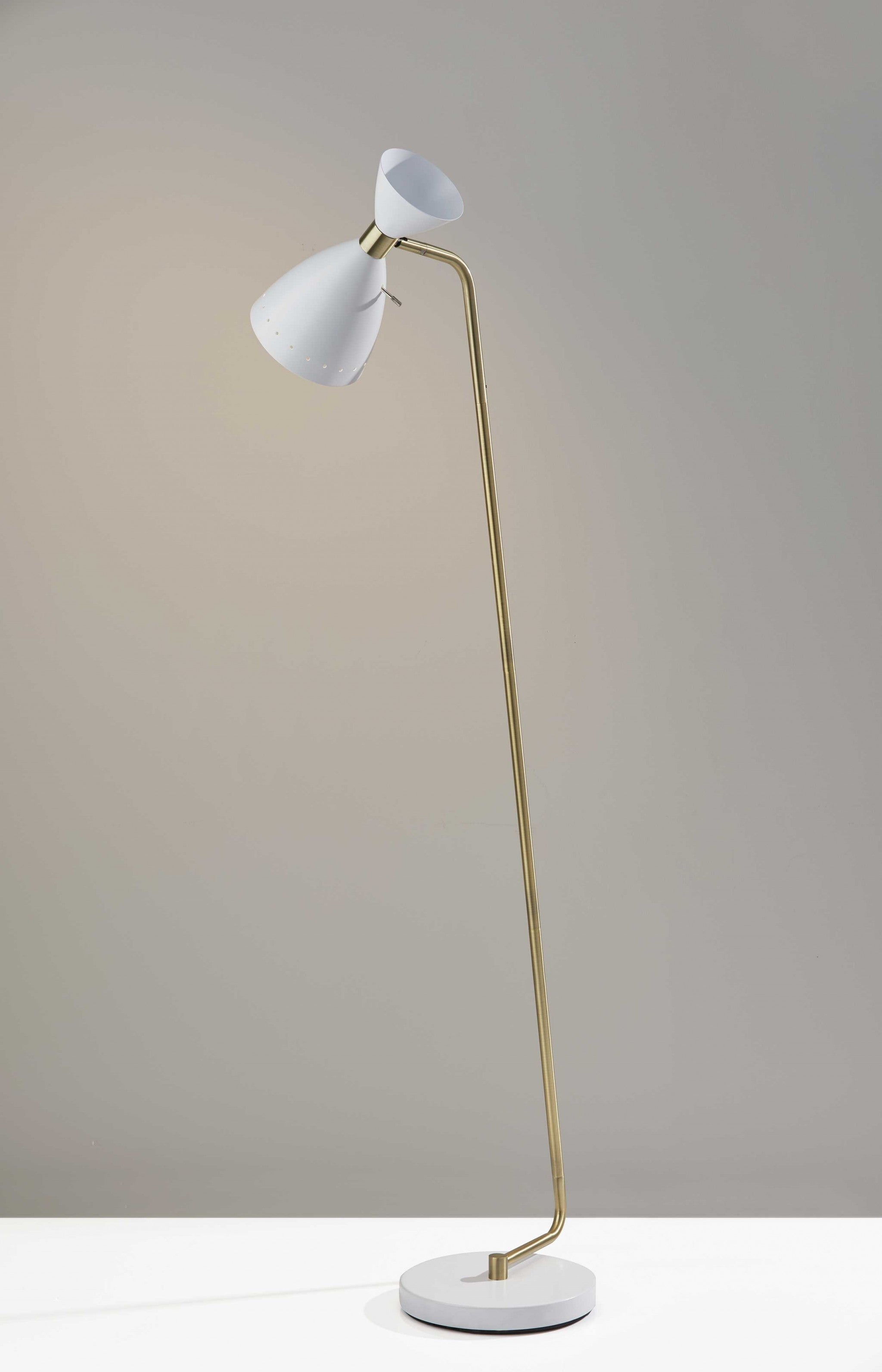 10" X 20.5"  X 59"  White Metal Floor Lamp