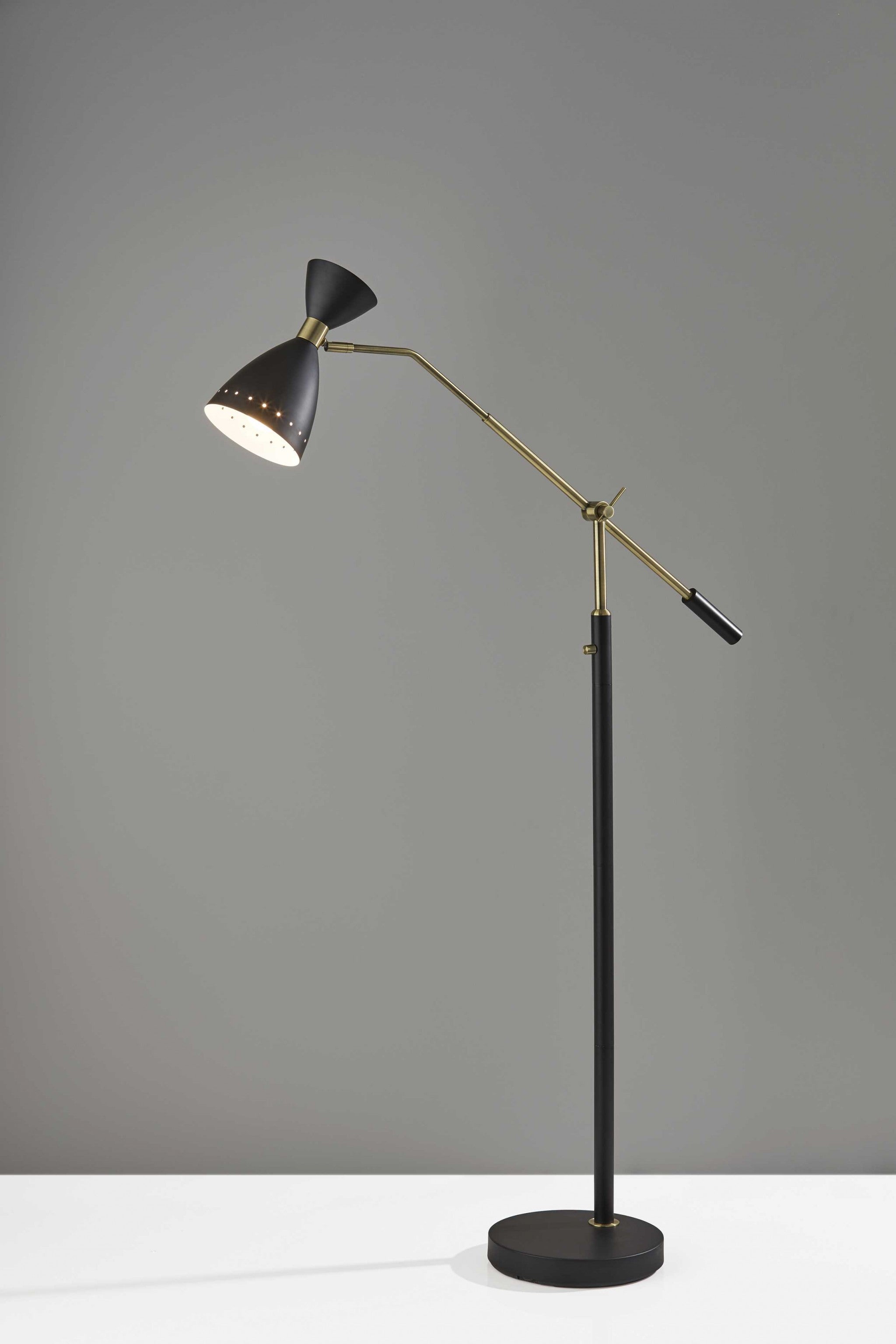 11" X 43"  X 66"  Black Metal Adjustable Floor Lamp