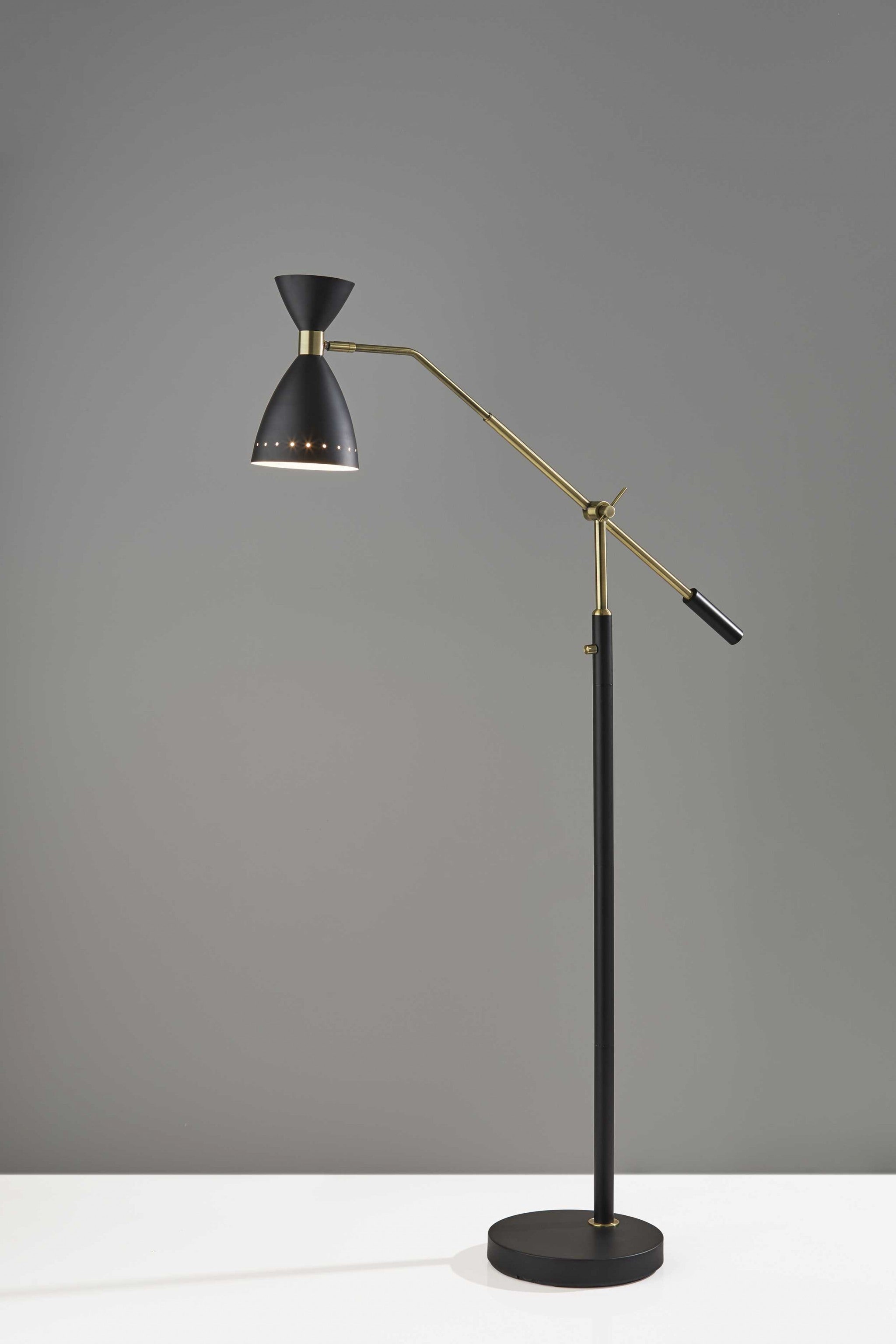 11" X 43"  X 66"  Black Metal Adjustable Floor Lamp