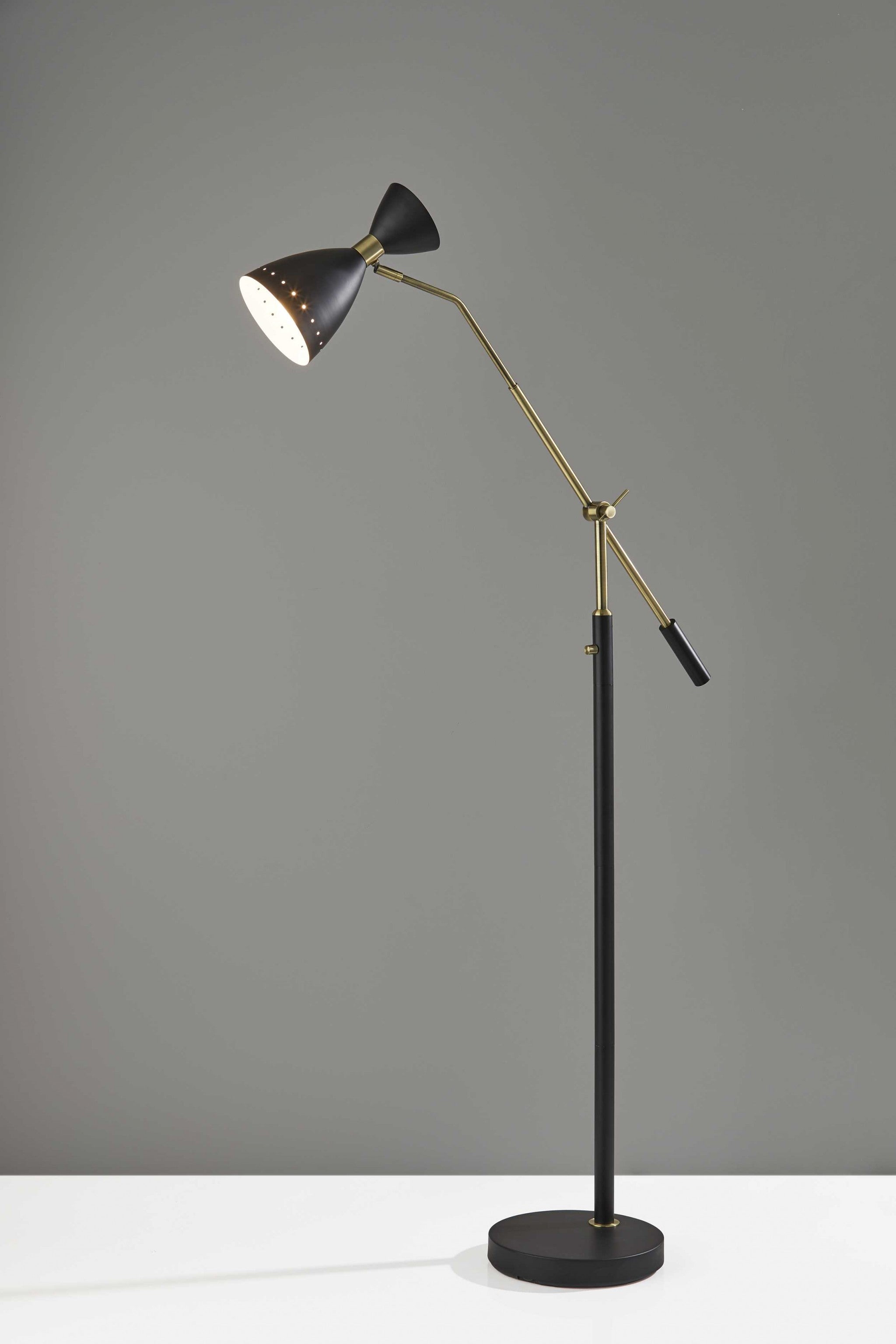 11" X 43"  X 66"  Black Metal Adjustable Floor Lamp