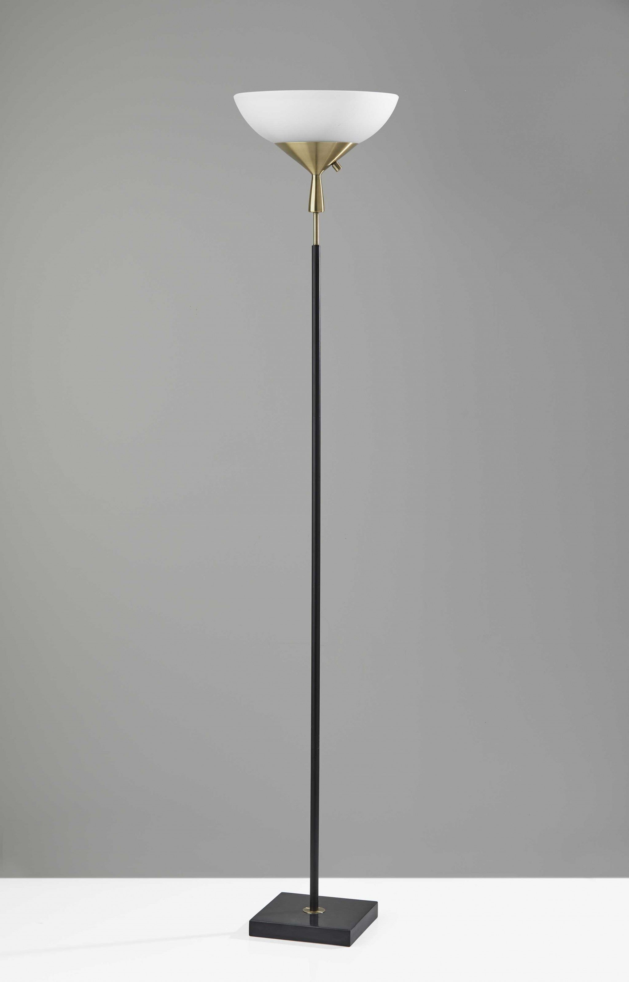 13.5" X 13.5" X 71" Black Metal 300 Watt Torchiere