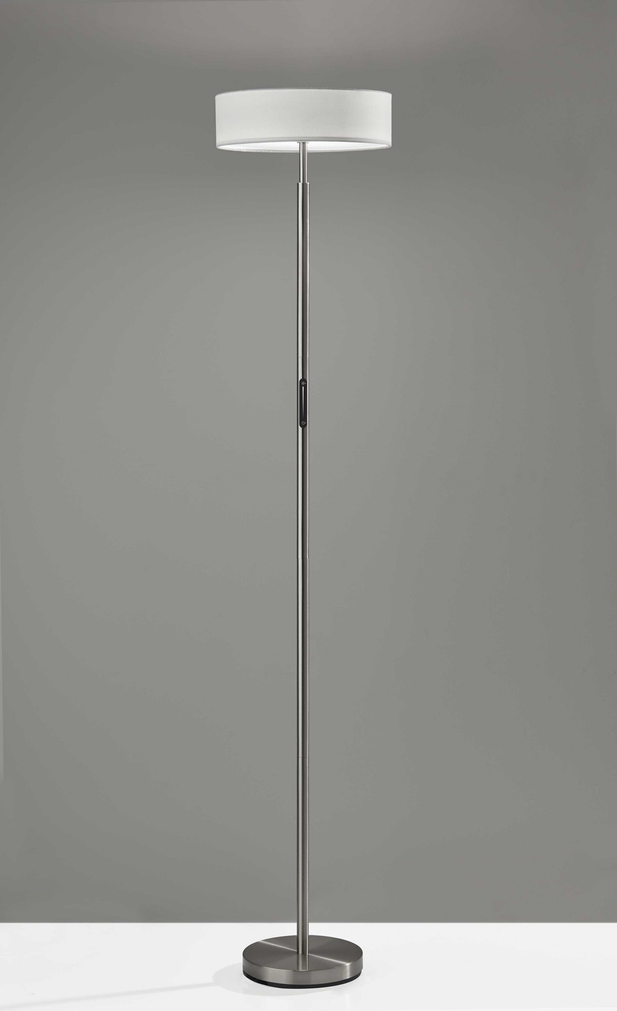 Futuristic Brushed Steel Metal LED Torchiere