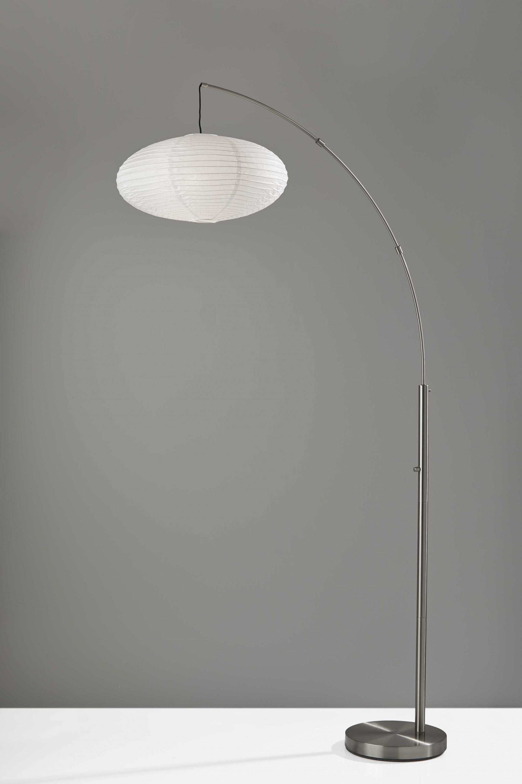 20" X 42" X 80" Brushed Steel Metal Arc Lamp