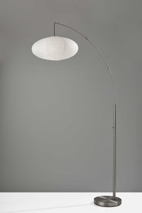 20" X 42" X 80" Brushed Steel Metal Arc Lamp