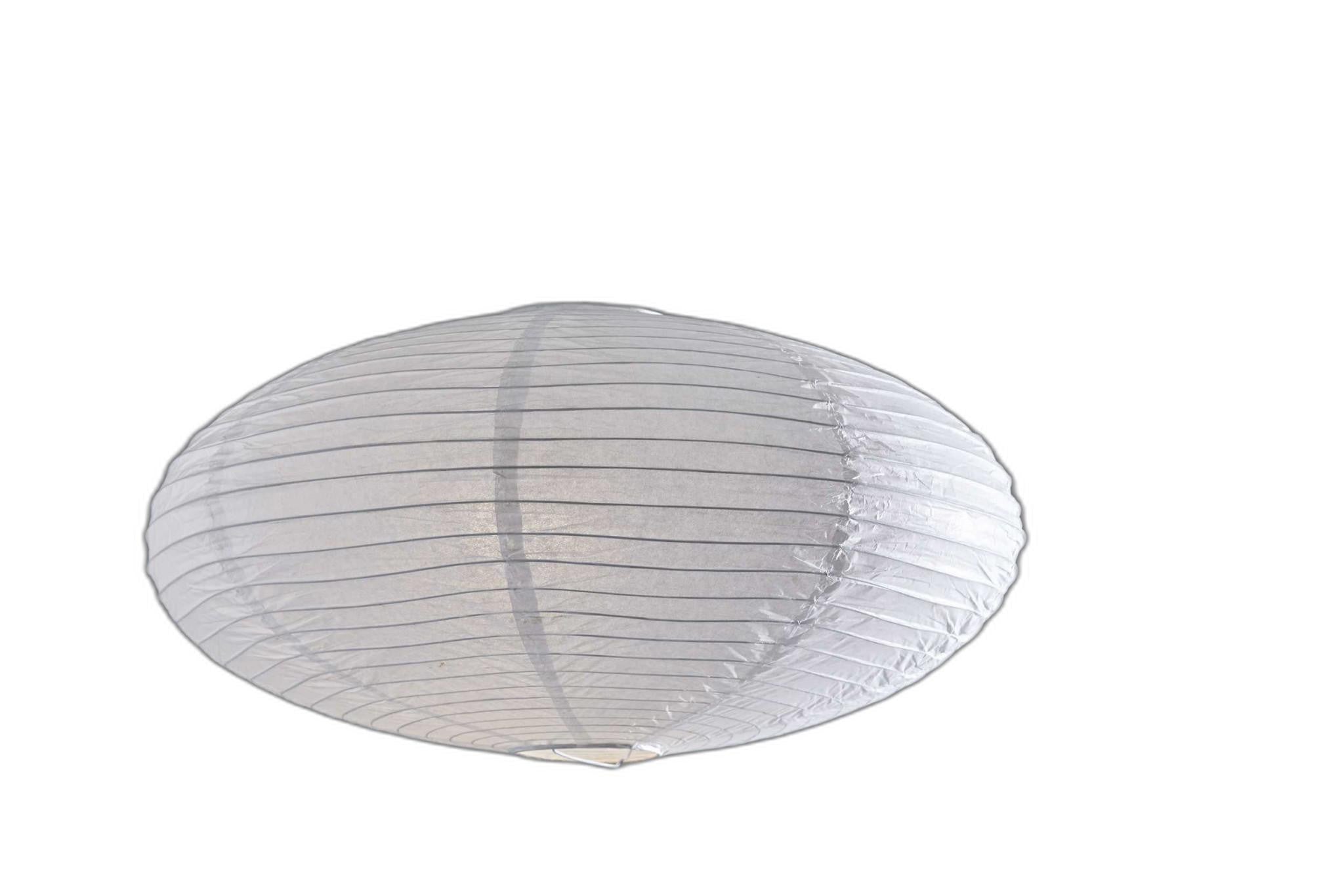 Paper Lantern Floor Lamp Brushed Steel Metal Crescent Arm