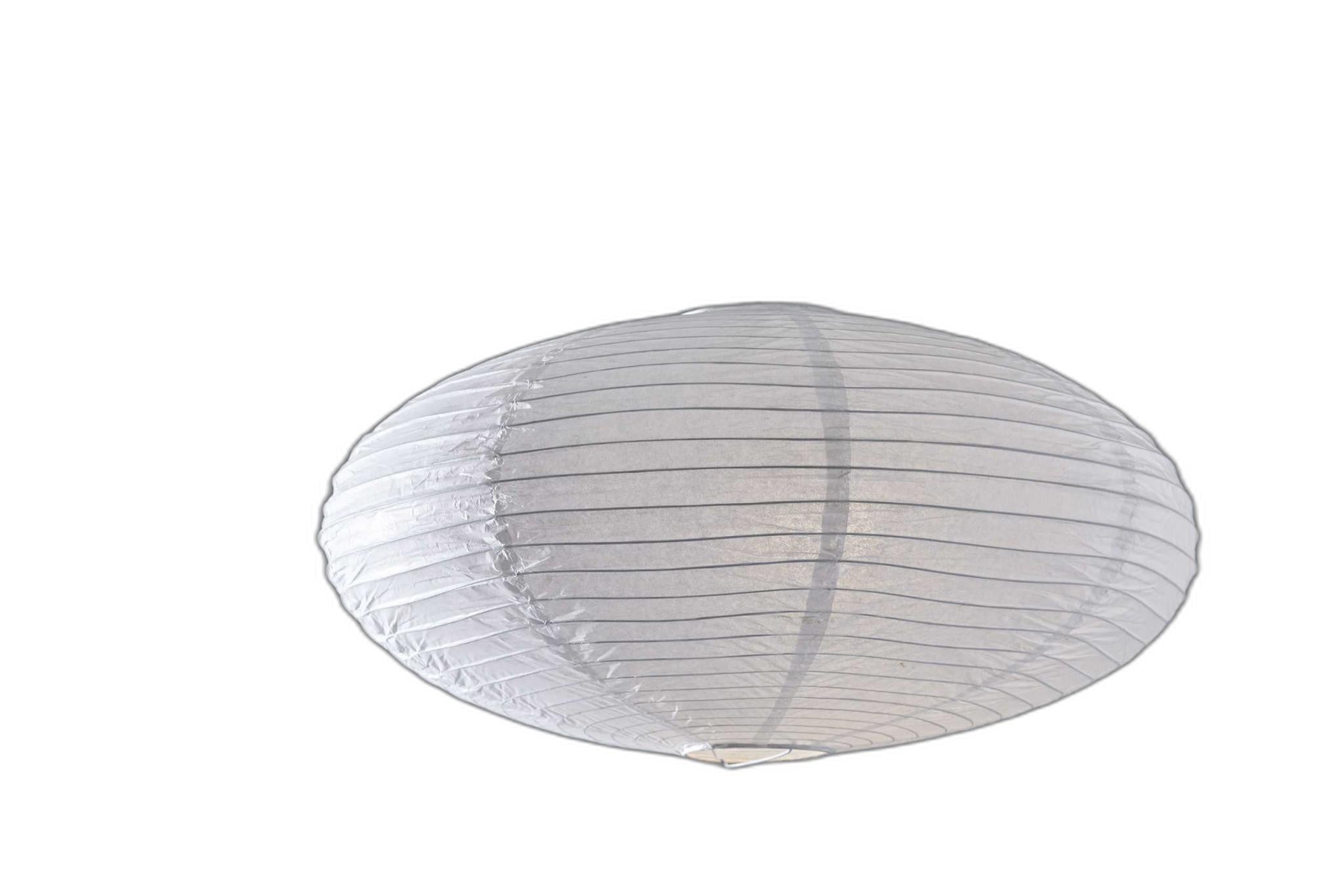 Paper Lantern Floor Lamp Brushed Steel Metal Crescent Arm