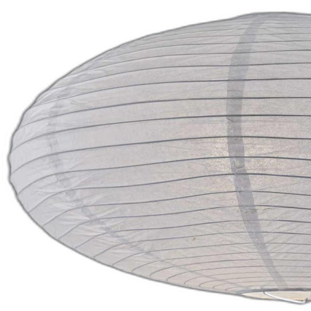 Paper Lantern Floor Lamp Brushed Steel Metal Crescent Arm