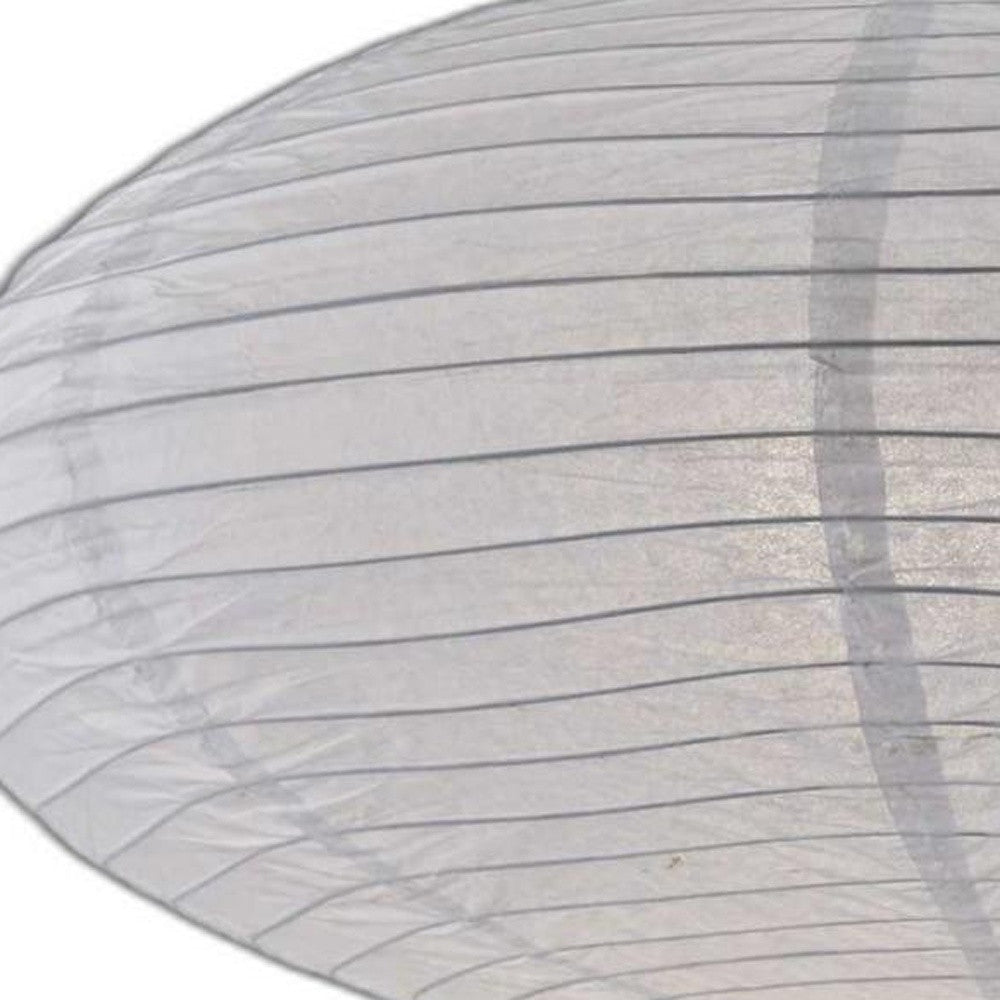 Paper Lantern Floor Lamp Brushed Steel Metal Crescent Arm