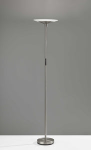 Modern Discus Brushed Steel Metal LED Torchiere