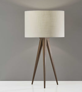 13.75" X 9.5" X 26.25" Walnut Metal Table Lamp