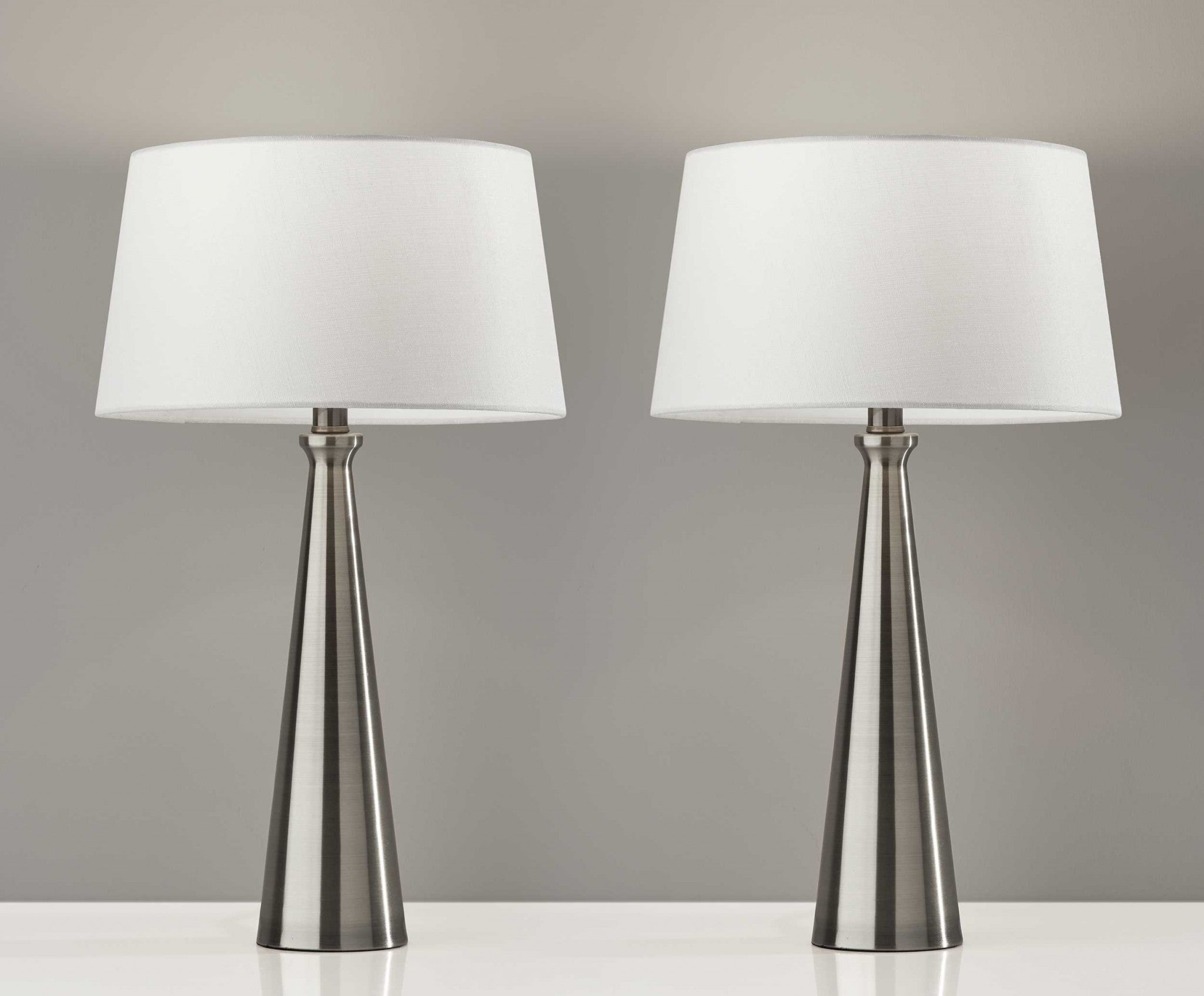 13" X 13" X 22" Brushed Steel Metal 2 Pc Table Lamp Bonus Pack