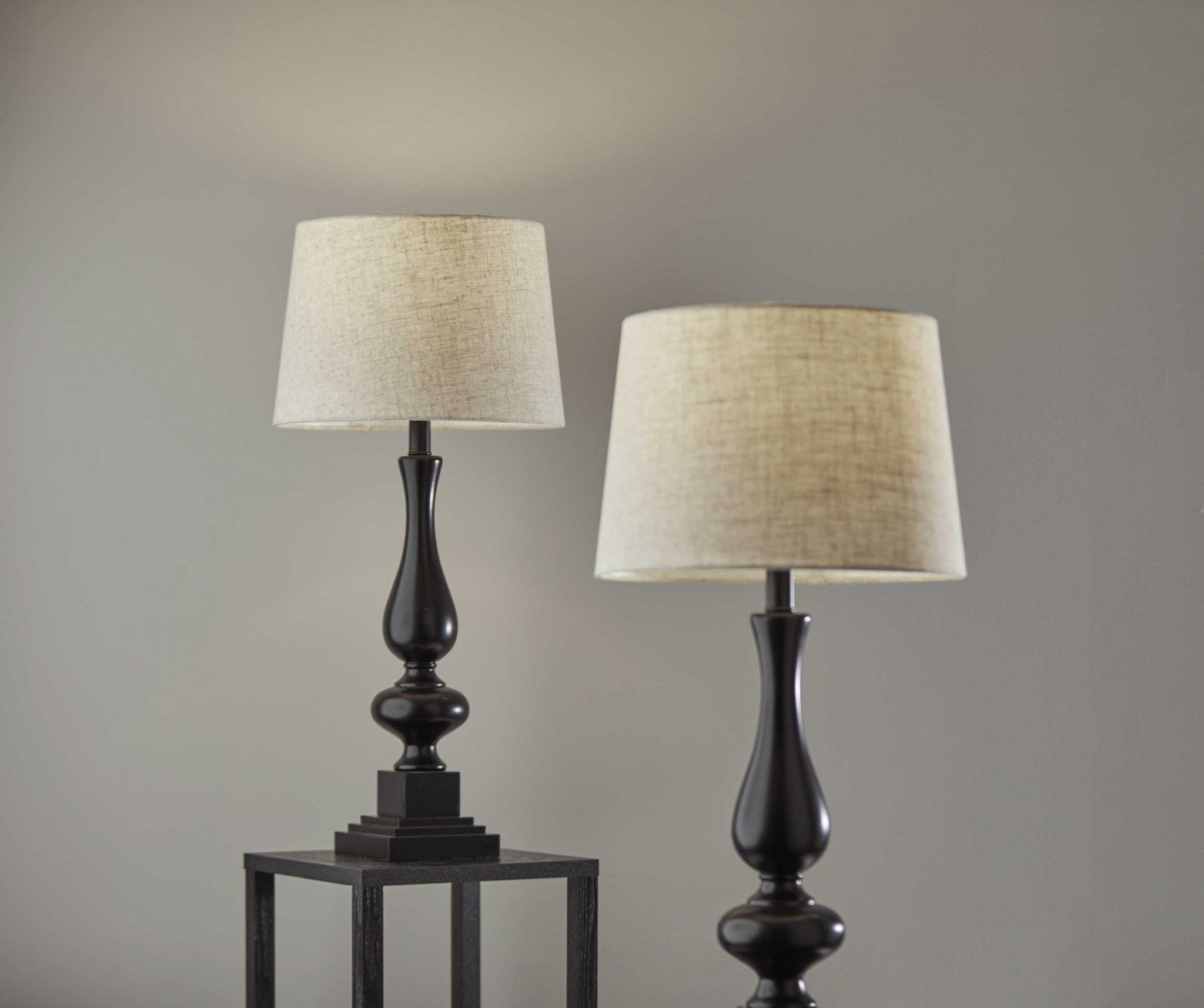 13" X 13" X 28" Black Polyresin 2 Pc Table Lamp Bonus Pack