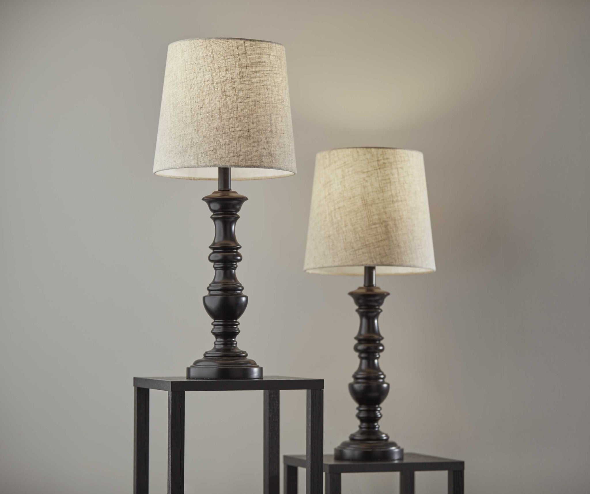 11" X 11" X 25.5" Black Polyresin 2 Pc Table Lamp Bonus Pack