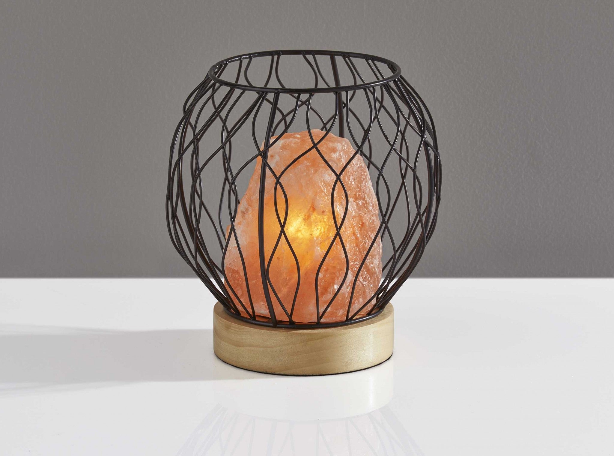8" X 8" X 8" Black Metal Himalayan Salt Table Lamp